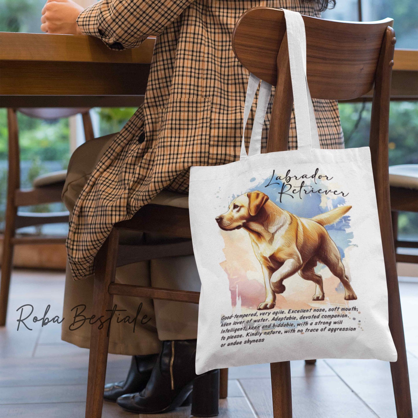 Shopper BEHAVIOR - LABRADOR RETRIEVER Giallo - Standard FCI - Diversi colori disponibili, 100% Cotone