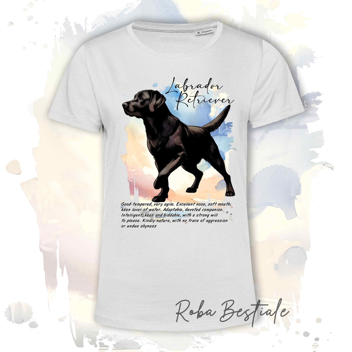 T-Shirt BEHAVIOR - LABRADOR RETRIEVER Nero - Standard FCI - 100% Cotone, Bianca, Uomo o Donna - dalla XS alla 5XL