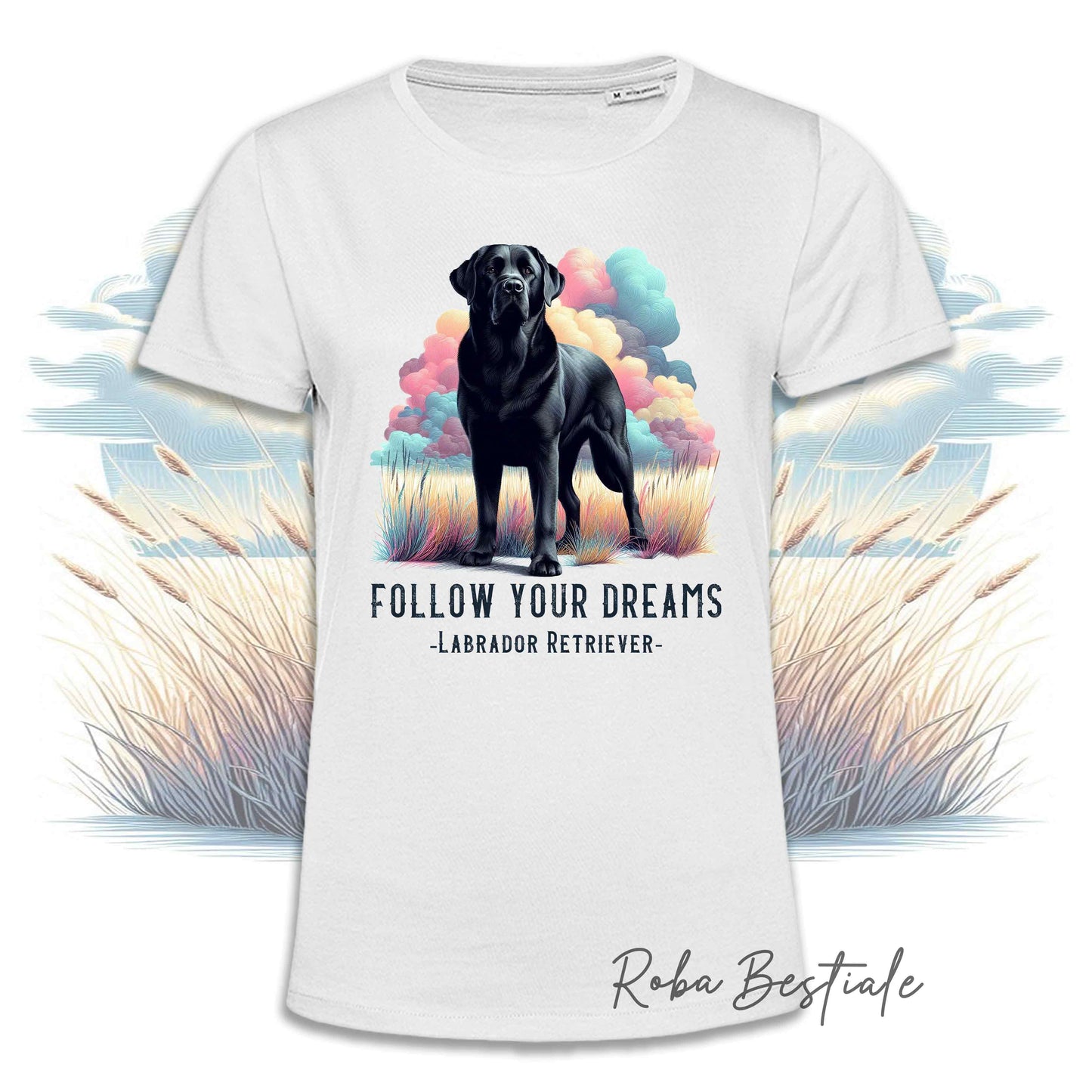 T-Shirt QUOTES "DREAM" - LABRADOR RETRIEVER Nero - Bianca, Uomo o Donna - dalla XS alla 5XL
