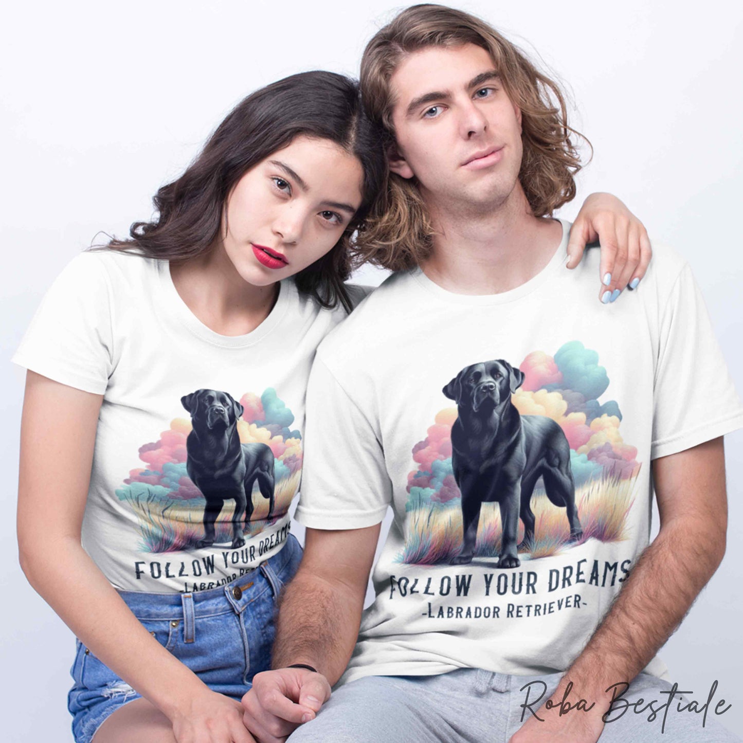 T-Shirt QUOTES "DREAM" - LABRADOR RETRIEVER Nero - Bianca, Uomo o Donna - dalla XS alla 5XL