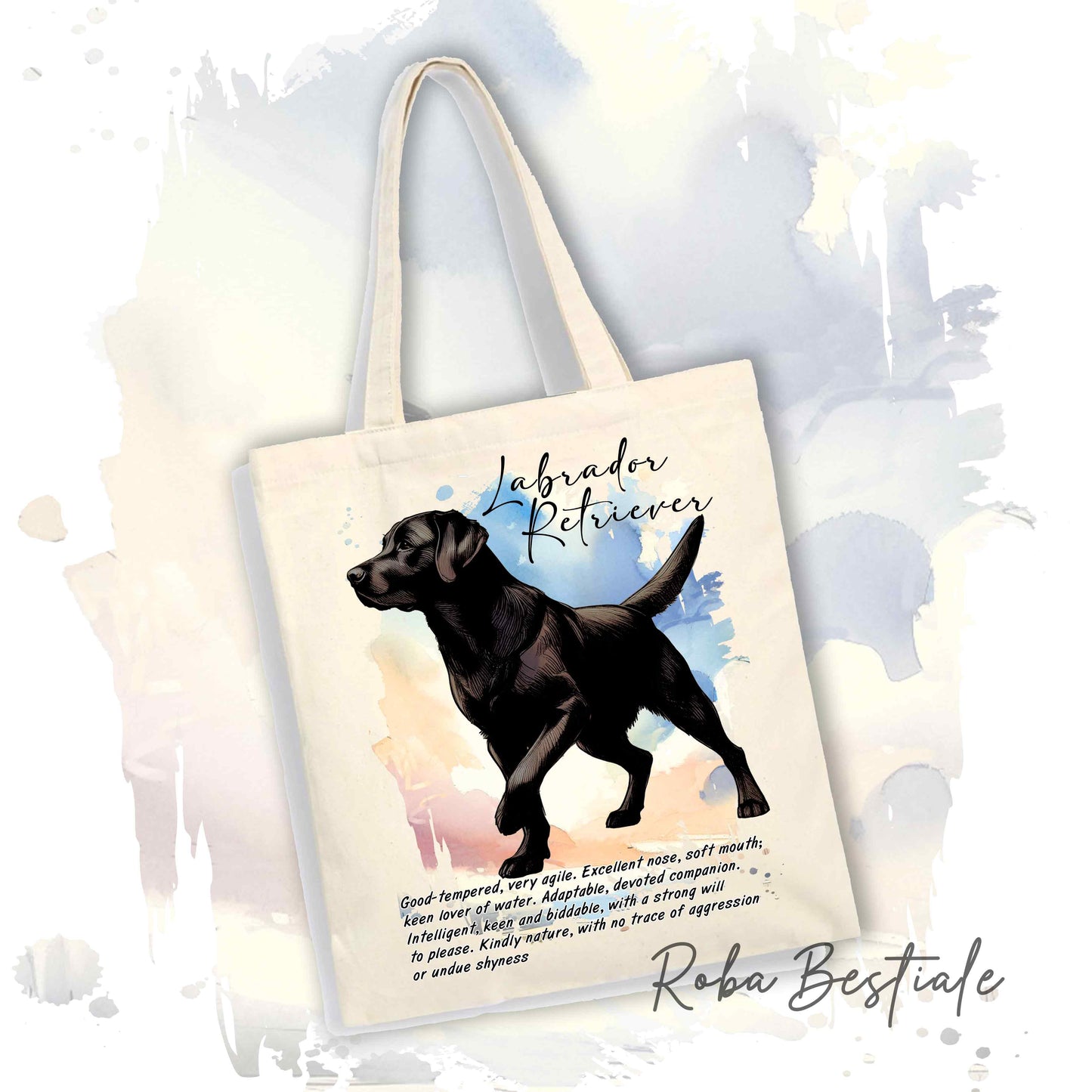 Shopper BEHAVIOR - LABRADOR RETRIEVER Nero - Standard FCI - Diversi colori disponibili, 100% Cotone