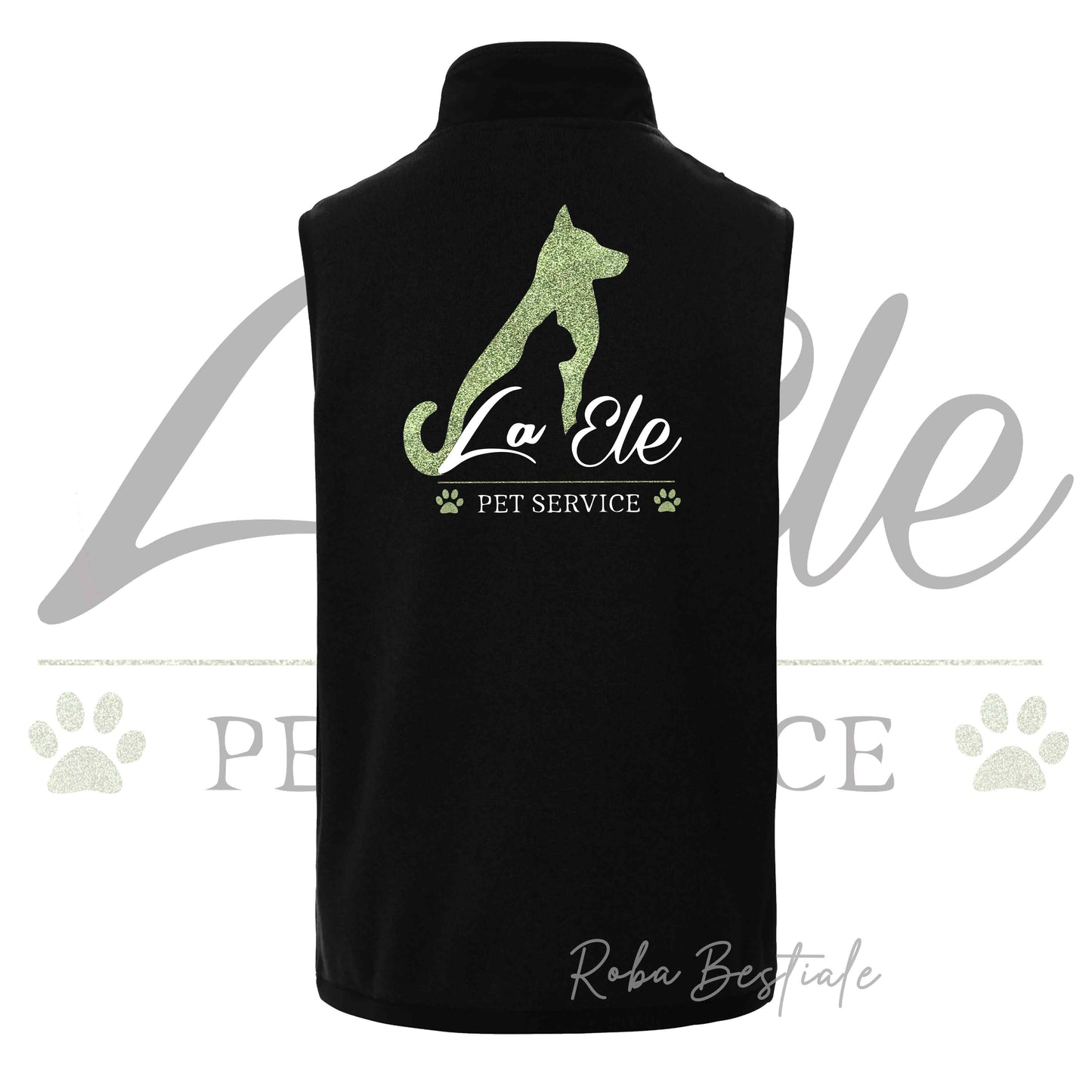 Gilet in SoftShell LA ELE - Pet Service - GLITTERATO! Unisex - Nero dalla XS alla 3XL