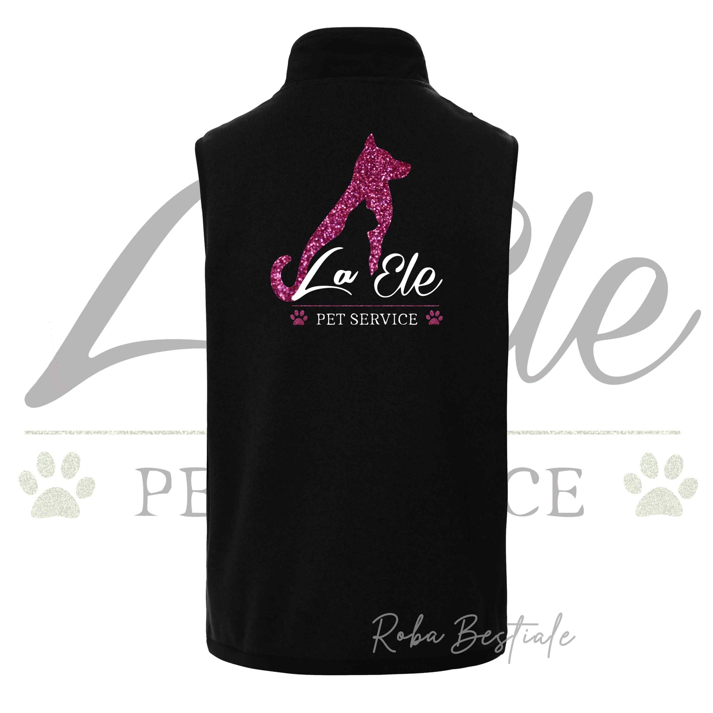 Gilet in SoftShell LA ELE - Pet Service - GLITTERATO! Unisex - Nero dalla XS alla 3XL