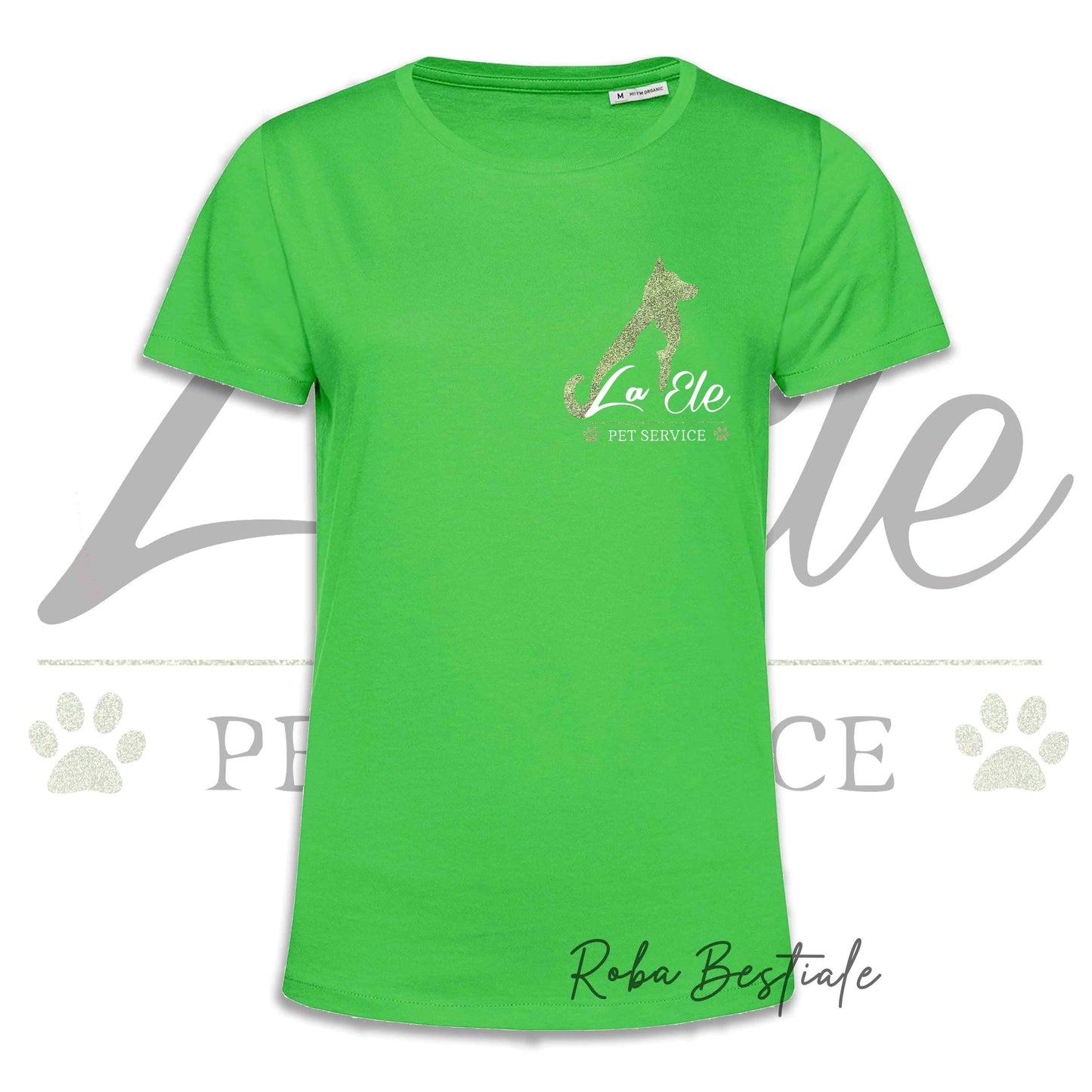 T-Shirt LA ELE - Pet Service - Logo GLITTER GREEN - Da UOMO - 100% Cotone, IN TANTI COLORI! Dalla XS alla 5XL