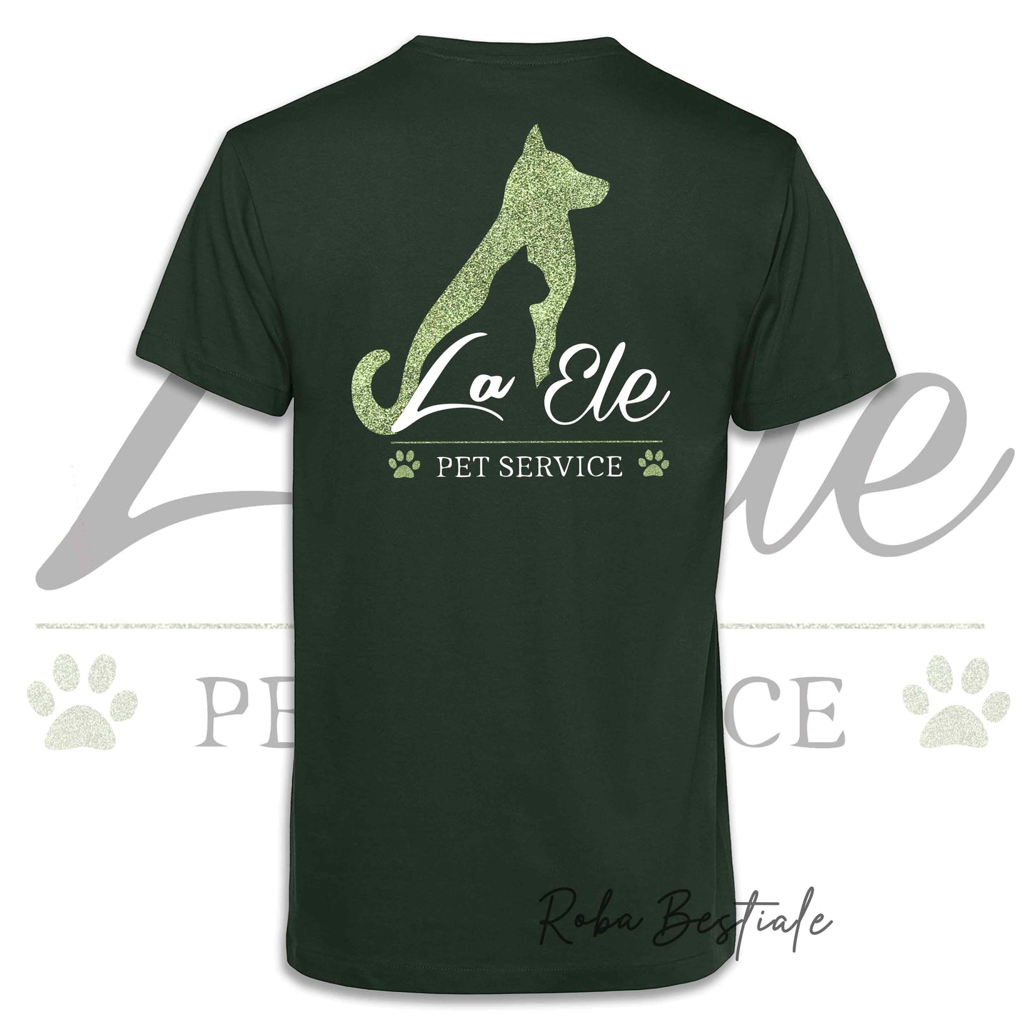 T-Shirt LA ELE - Pet Service - Logo GLITTER GREEN - Da UOMO - 100% Cotone, IN TANTI COLORI! Dalla XS alla 5XL