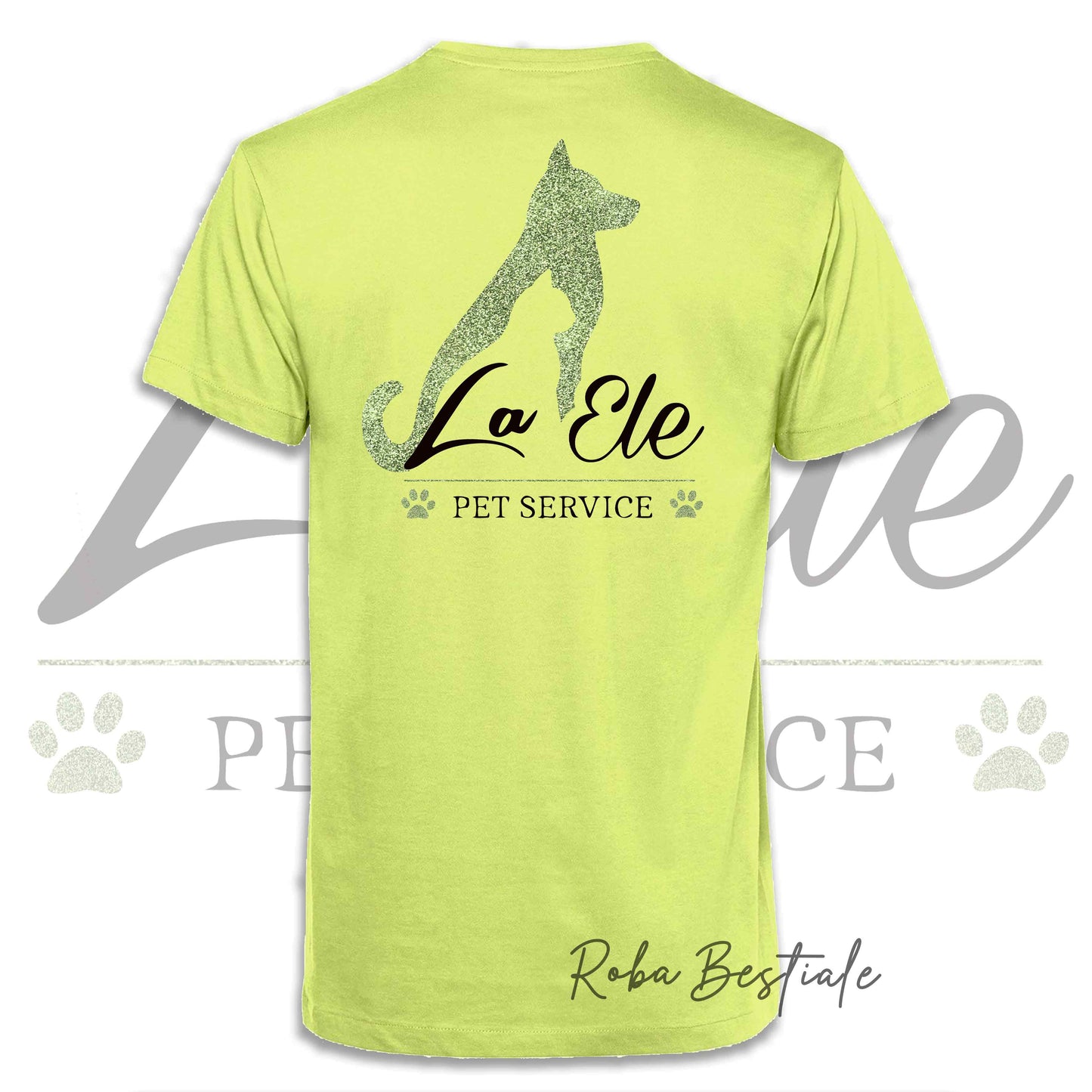 T-Shirt LA ELE - Pet Service - Logo GLITTER GREEN - Da UOMO - 100% Cotone, IN TANTI COLORI! Dalla XS alla 3XL