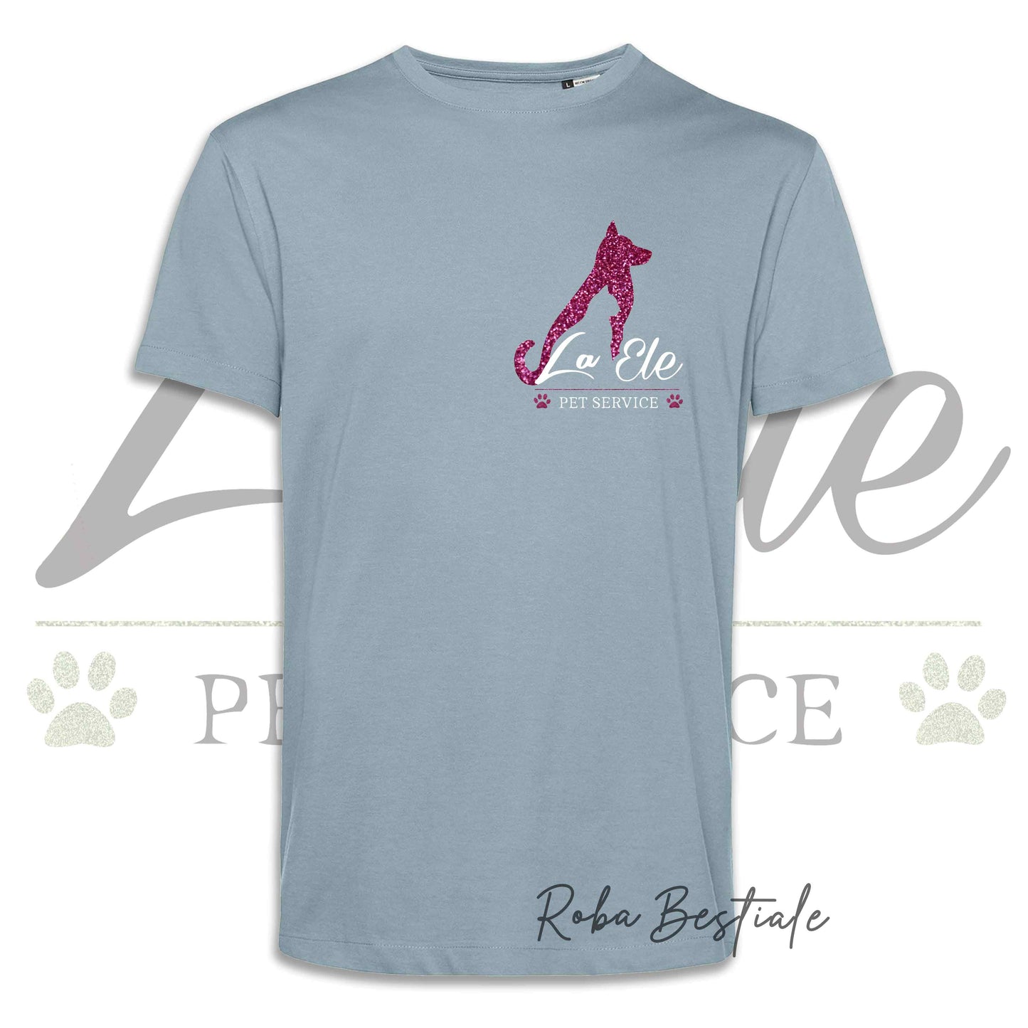 T-Shirt LA ELE - Pet Service - Logo GLITTER PINK - Da UOMO - 100% Cotone, IN TANTI COLORI! Dalla XS alla 5XL