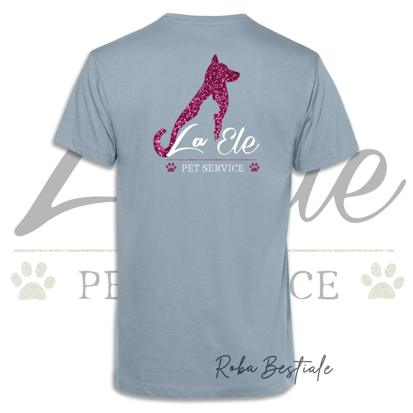 T-Shirt LA ELE - Pet Service - Logo GLITTER PINK - Da UOMO - 100% Cotone, IN TANTI COLORI! Dalla XS alla 5XL