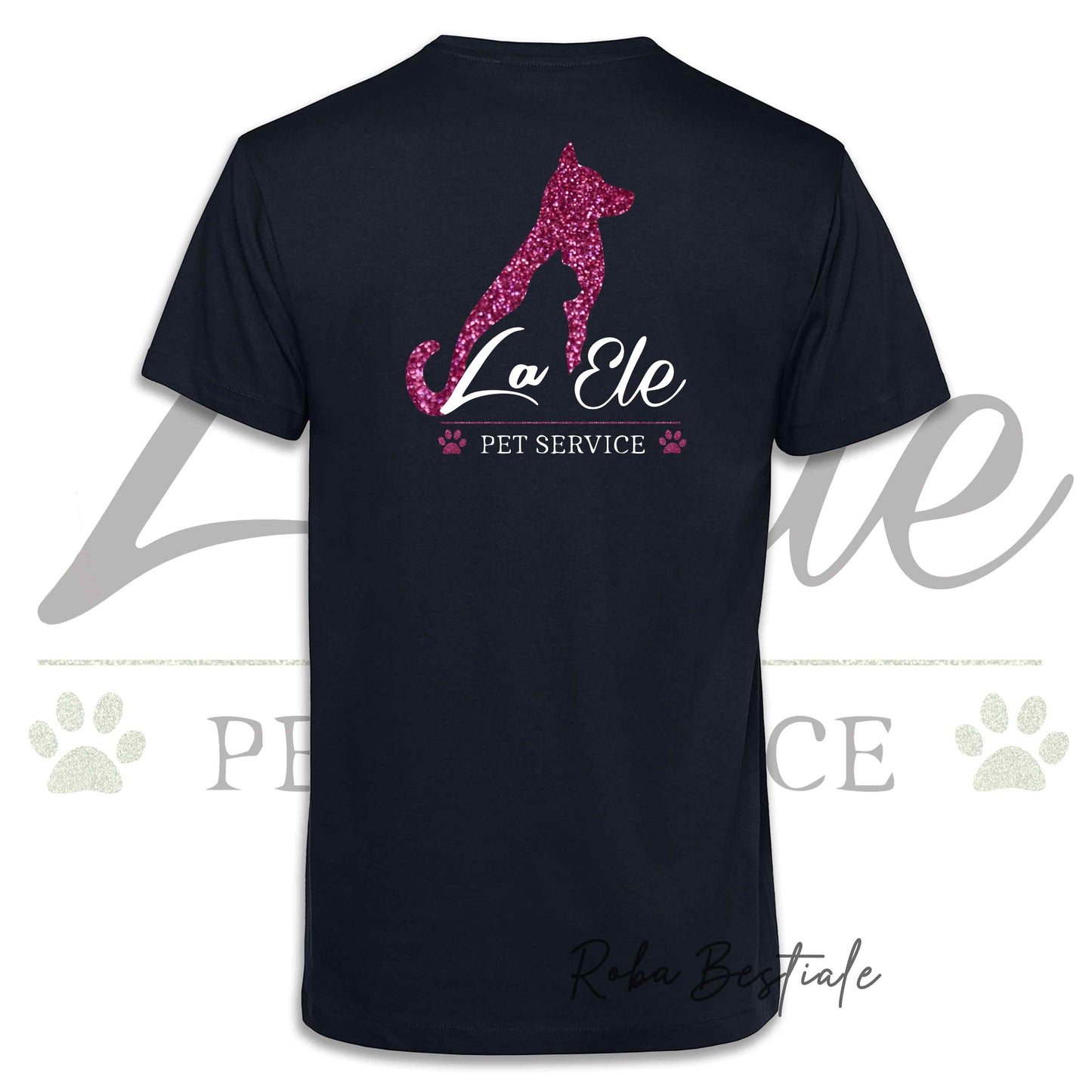T-Shirt LA ELE - Pet Service - Logo GLITTER PINK - Da UOMO - 100% Cotone, IN TANTI COLORI! Dalla XS alla 5XL