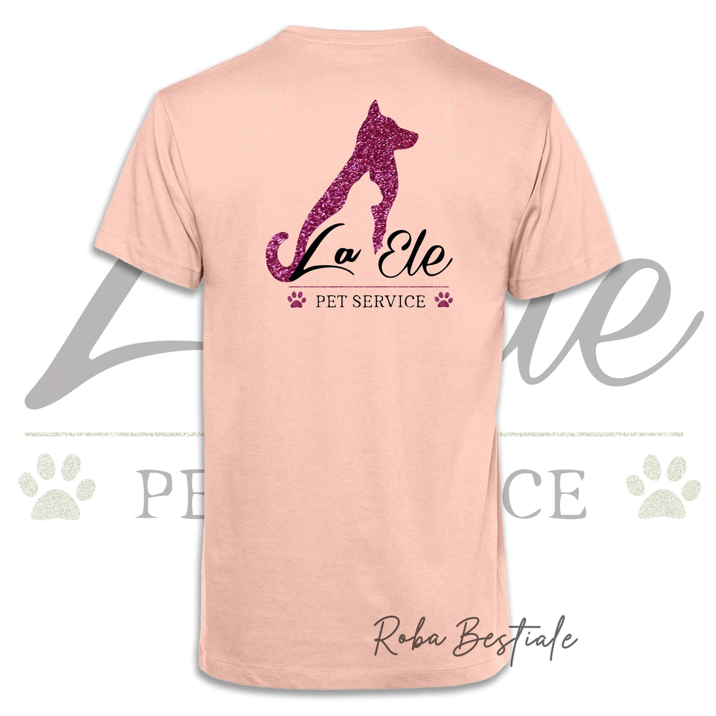 T-Shirt LA ELE - Pet Service - Logo GLITTER PINK - Da UOMO - 100% Cotone, IN TANTI COLORI! Dalla XS alla 5XL