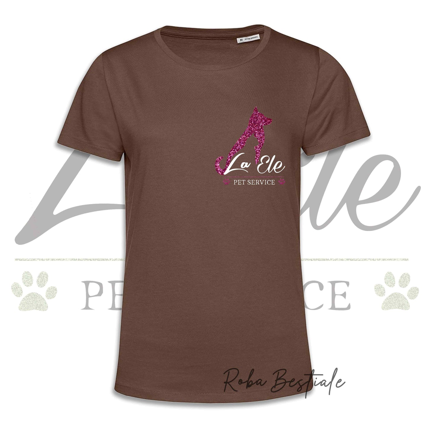 T-Shirt LA ELE - Pet Service - Logo GLITTER PINK - Da DONNA - 100% Cotone, IN TANTI COLORI! Dalla XS alla 3XL