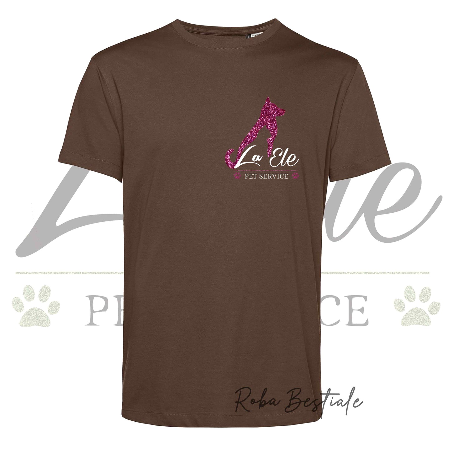 T-Shirt LA ELE - Pet Service - Logo GLITTER PINK - Da UOMO - 100% Cotone, IN TANTI COLORI! Dalla XS alla 5XL