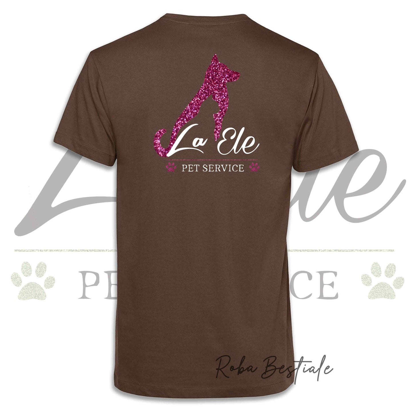 T-Shirt LA ELE - Pet Service - Logo GLITTER PINK - Da UOMO - 100% Cotone, IN TANTI COLORI! Dalla XS alla 5XL
