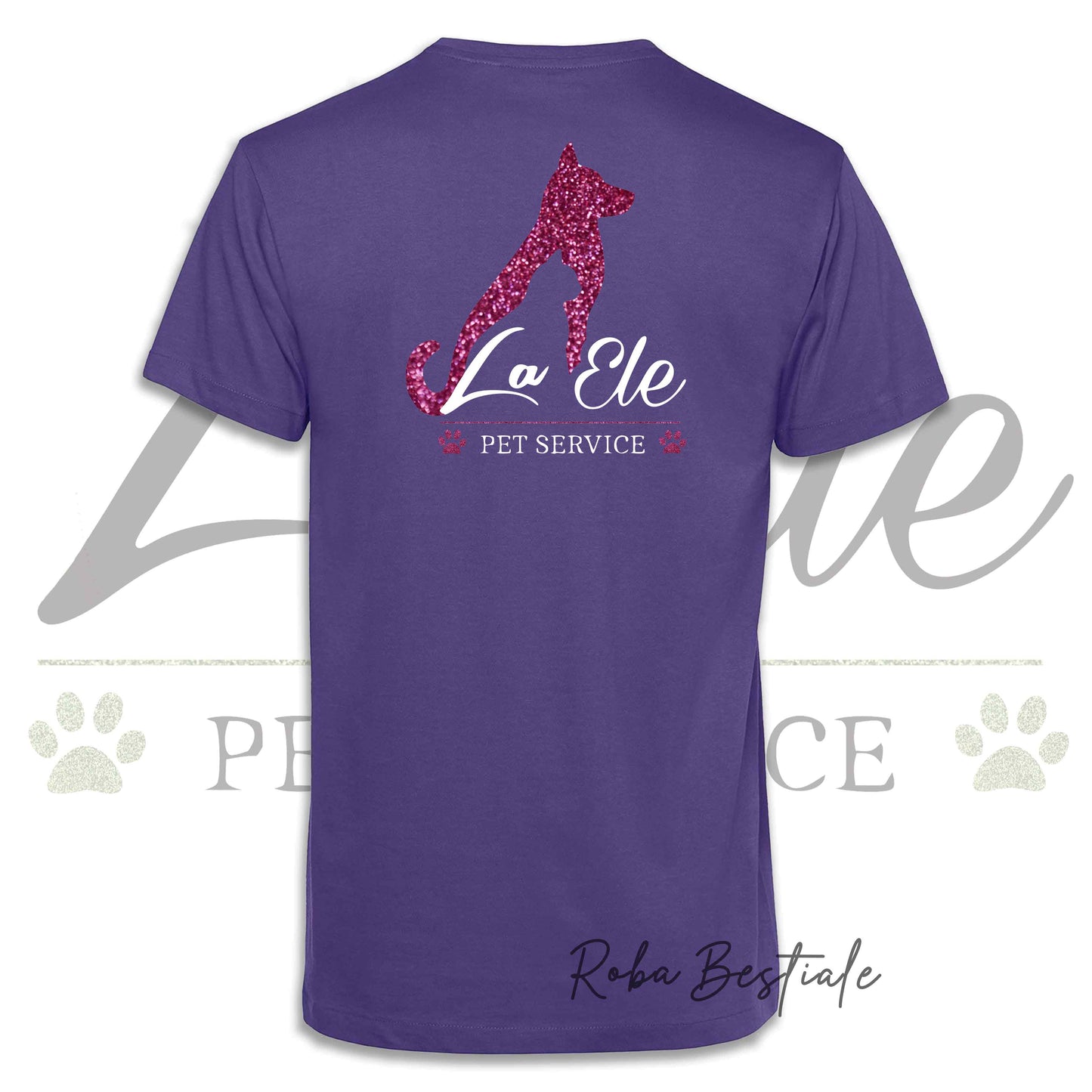 T-Shirt LA ELE - Pet Service - Logo GLITTER PINK - Da UOMO - 100% Cotone, IN TANTI COLORI! Dalla XS alla 5XL