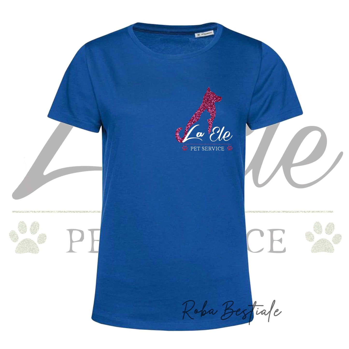 T-Shirt LA ELE - Pet Service - Logo GLITTER PINK - Da DONNA - 100% Cotone, IN TANTI COLORI! Dalla XS alla 3XL