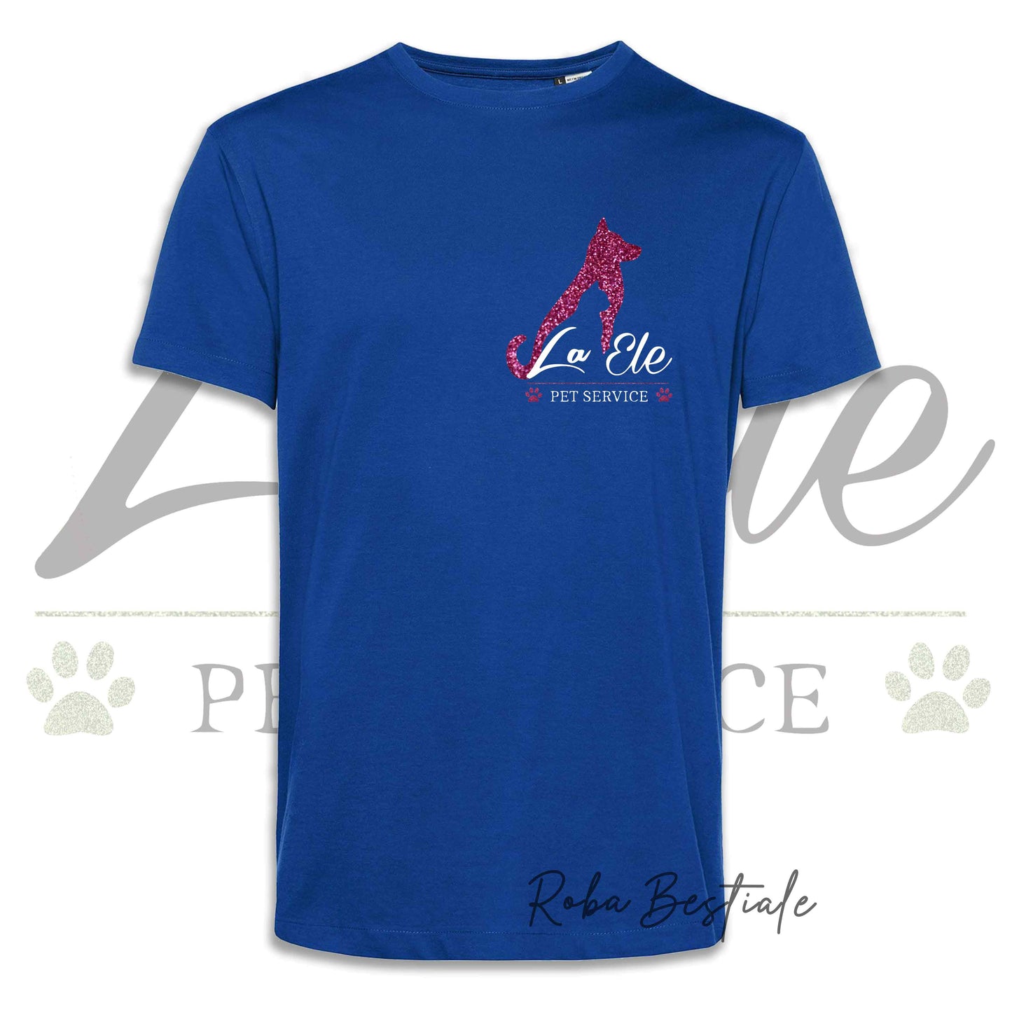T-Shirt LA ELE - Pet Service - Logo GLITTER PINK - Da UOMO - 100% Cotone, IN TANTI COLORI! Dalla XS alla 3XL