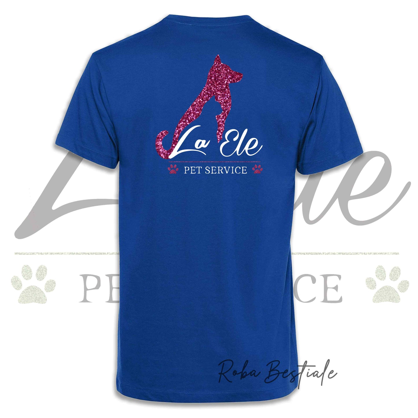T-Shirt LA ELE - Pet Service - Logo GLITTER PINK - Da UOMO - 100% Cotone, IN TANTI COLORI! Dalla XS alla 5XL
