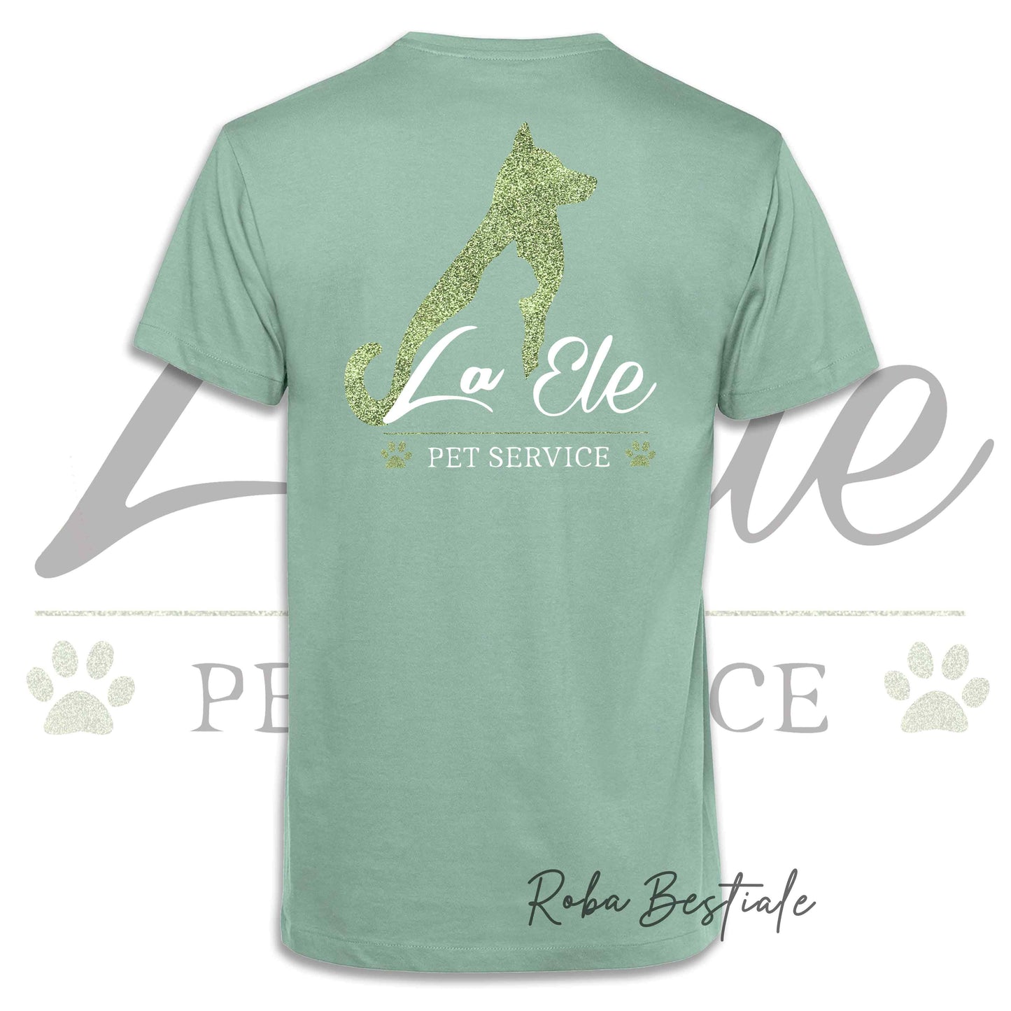 T-Shirt LA ELE - Pet Service - Logo GLITTER GREEN - Da UOMO - 100% Cotone, IN TANTI COLORI! Dalla XS alla 5XL