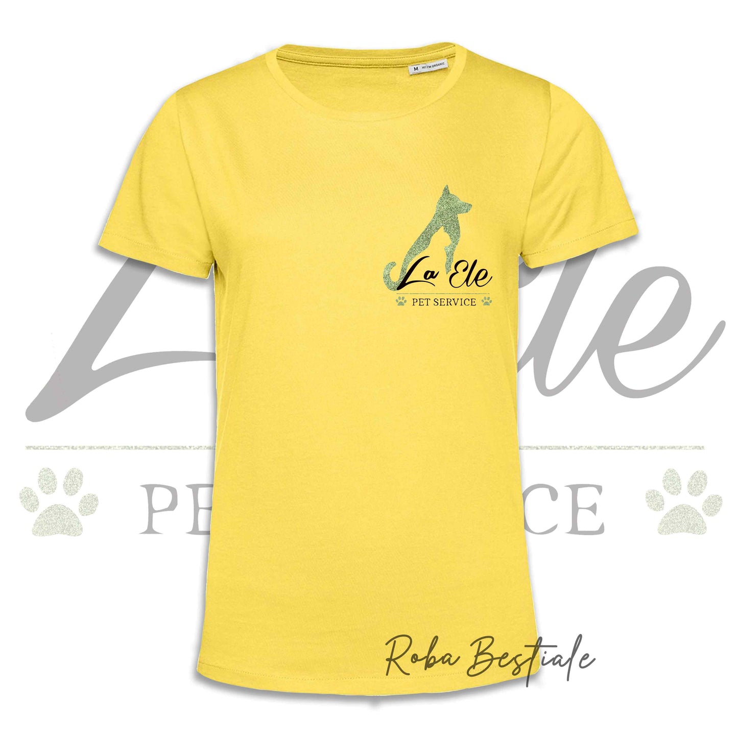 T-Shirt LA ELE - Pet Service - Logo GLITTER GREEN - Da DONNA - 100% Cotone, IN TANTI COLORI! Dalla XS alla 3XL