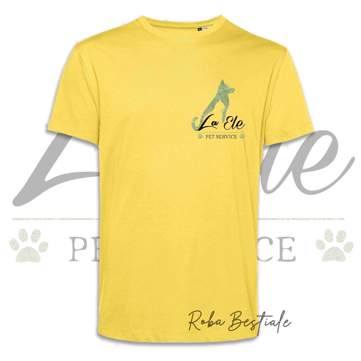 T-Shirt LA ELE - Pet Service - Logo GLITTER GREEN - Da UOMO - 100% Cotone, IN TANTI COLORI! Dalla XS alla 5XL