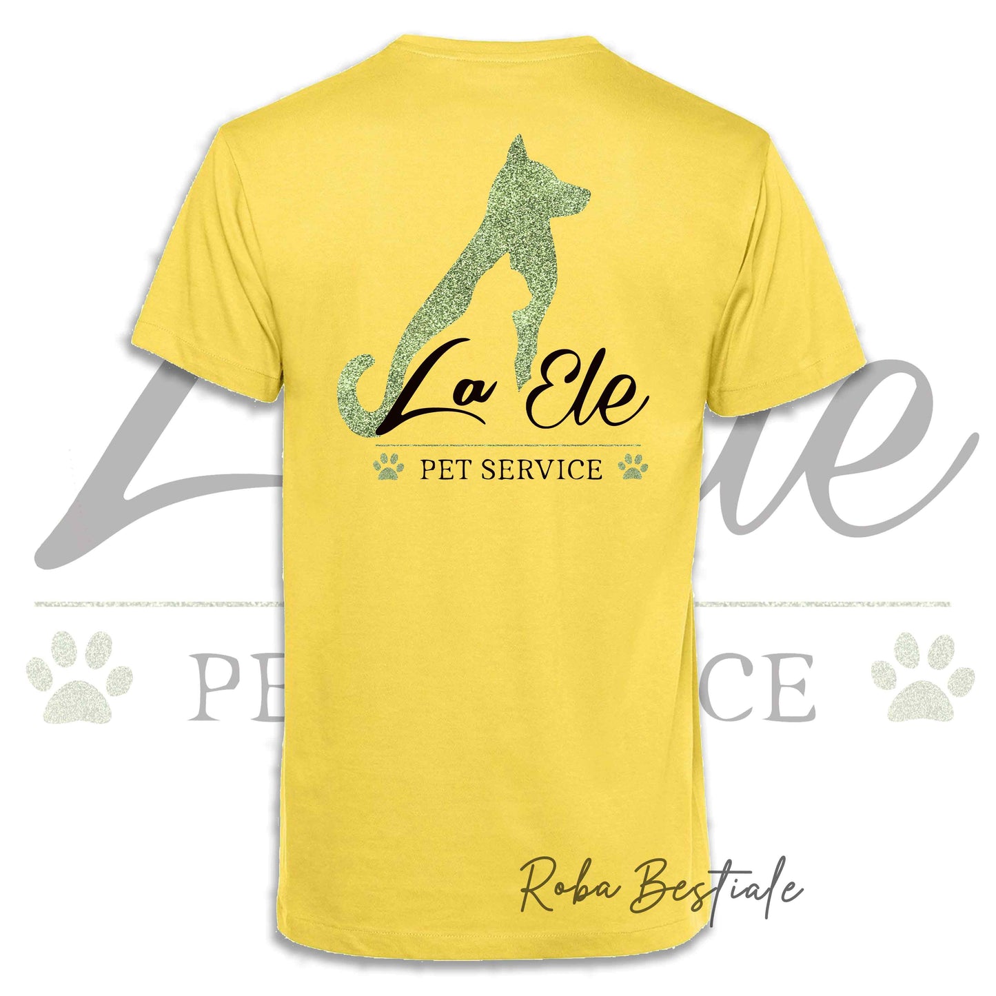T-Shirt LA ELE - Pet Service - Logo GLITTER GREEN - Da UOMO - 100% Cotone, IN TANTI COLORI! Dalla XS alla 5XL