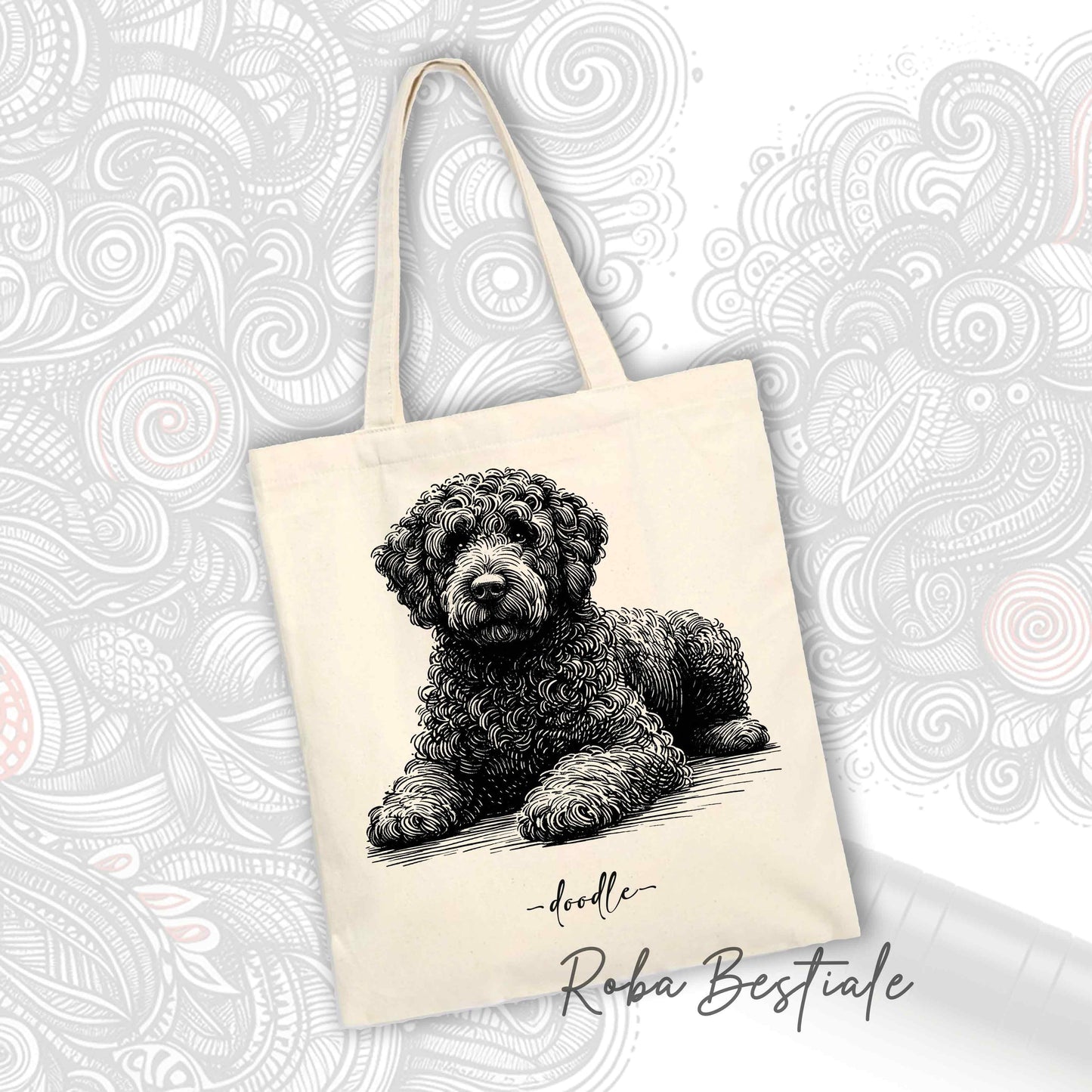 DOODLE Elegance Shopper - LAGOTTO ROMAGNOLO - Various colors available, 100% Cotton