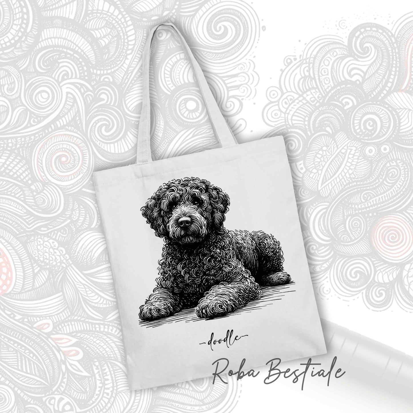DOODLE Elegance Shopper - LAGOTTO ROMAGNOLO - Various colors available, 100% Cotton