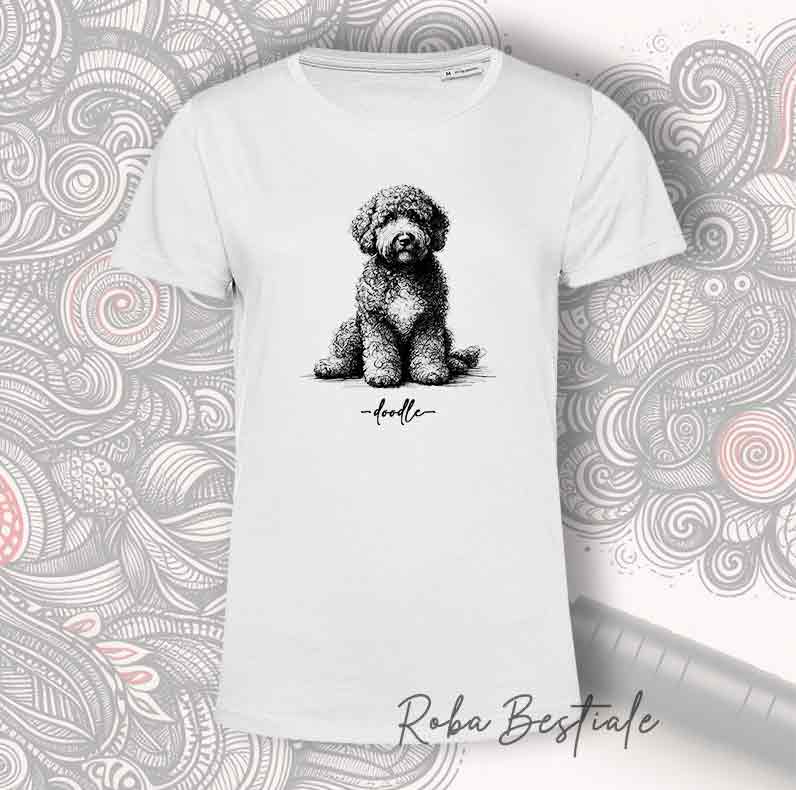 T-Shirt DOODLE - LAGOTTO ROMAGNOLO - Bianca, da Uomo o da Donna - dalla XS alla 5XL