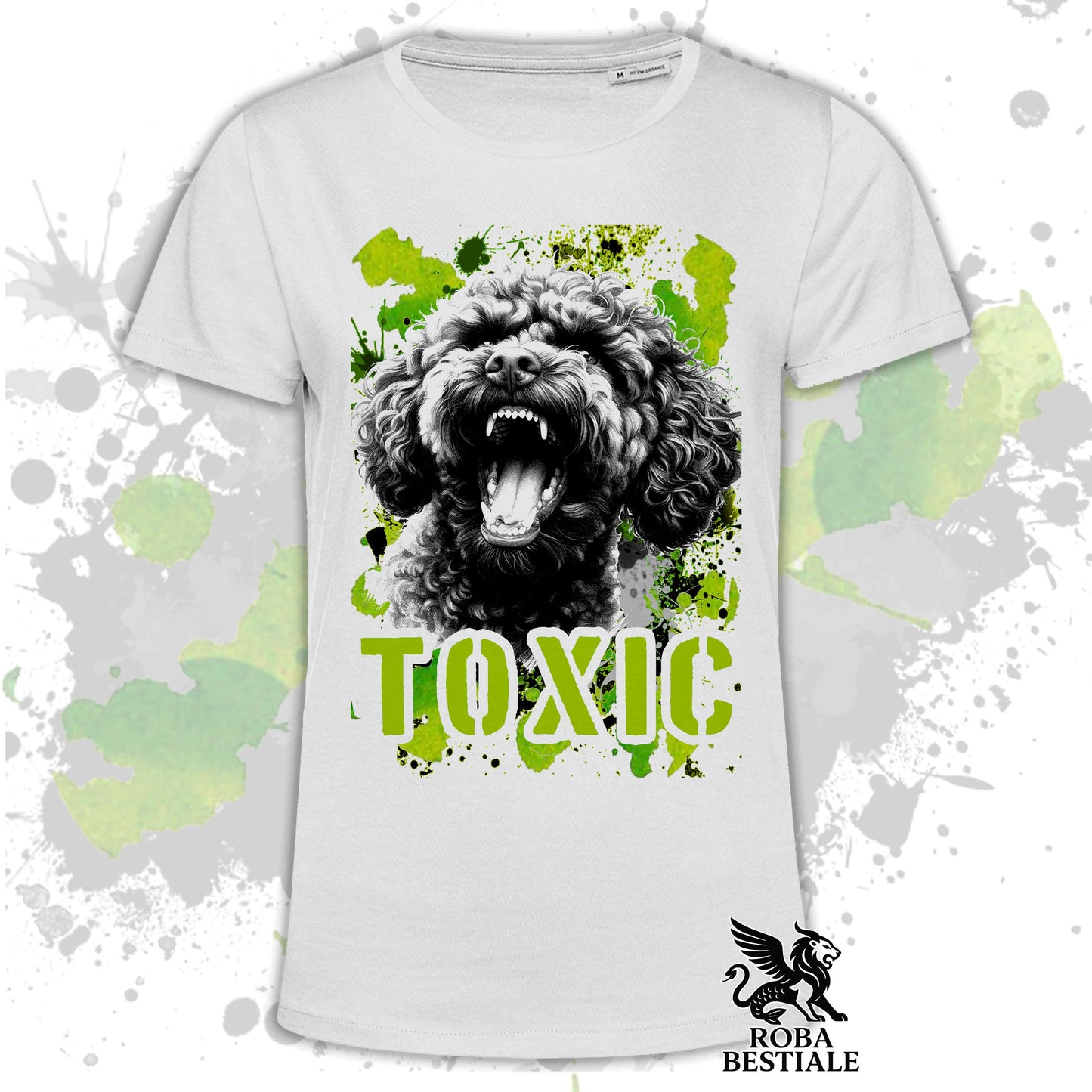 T-Shirt TOXIC - LAGOTTO ROMAGNOLO - Bianca, da Uomo o da Donna - dalla XS alla 5XL