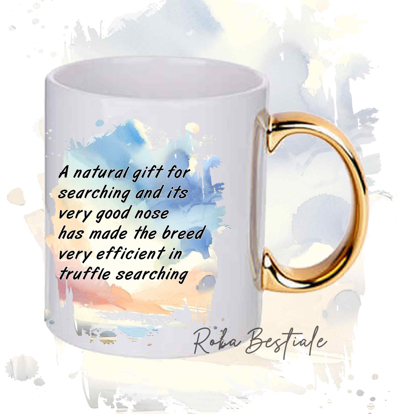 Tazza BEHAVIOR - LAGOTTO ROMAGNOLO Bianco Sporco - Standard FCI - In Ceramica, con manico dorato - 330 ml