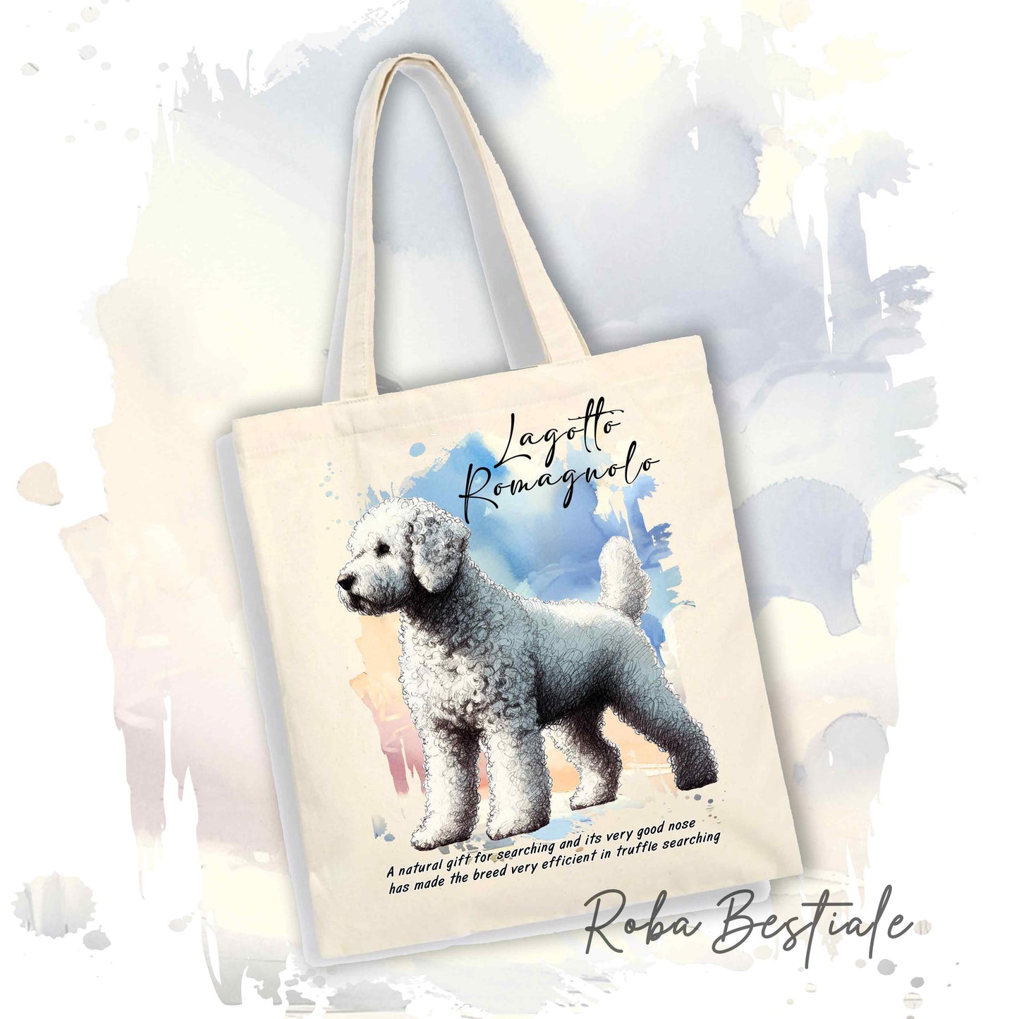 Tote Bag BEHAVIOR - LAGOTTO ROMAGNOLO Bianco Sporco - Standard FCI - Diversi colori disponibili, 100% Cotone