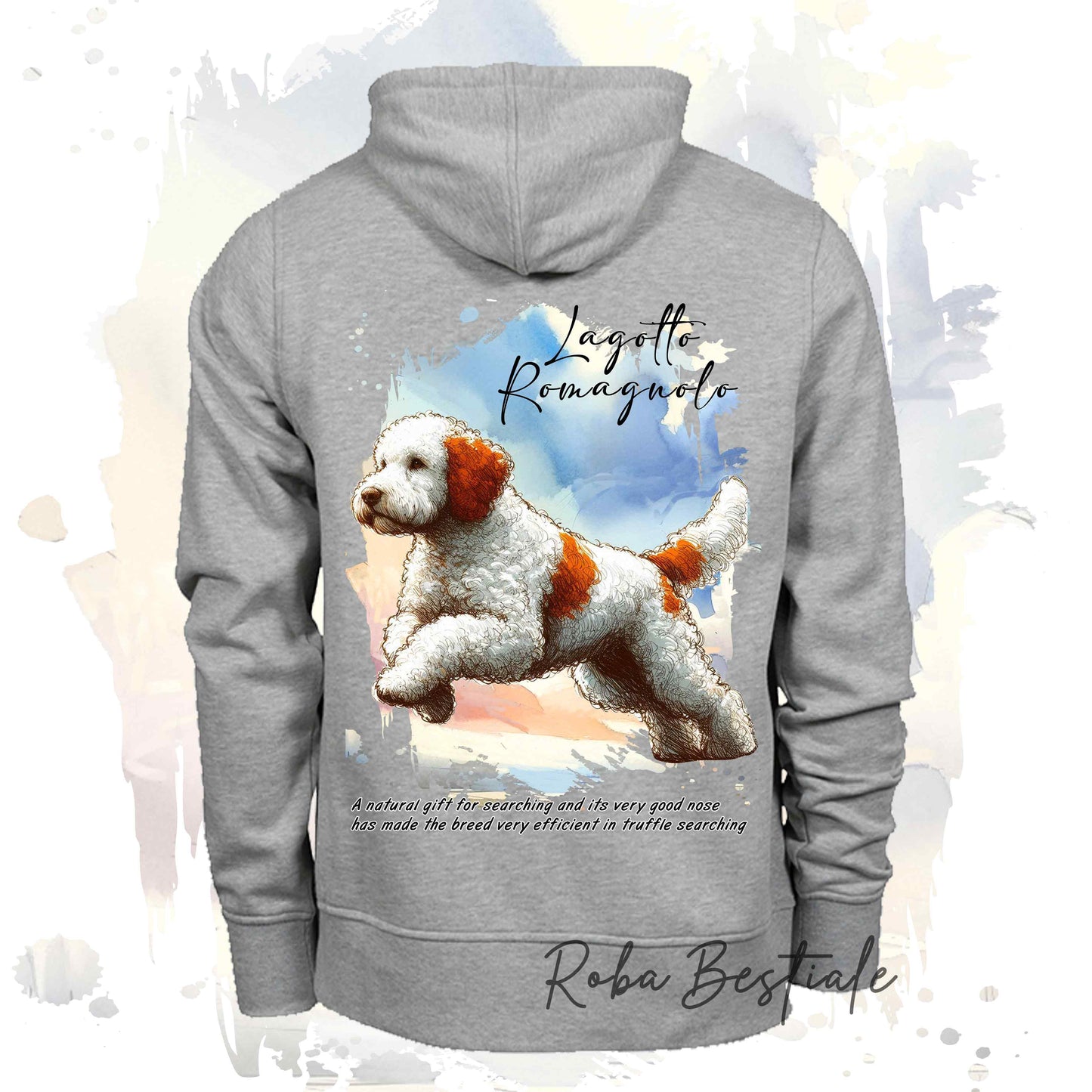 Felpa BEHAVIOR - LAGOTTO ROMAGNOLO Bianco e Arancio - Standard FCI - Unisex - Grigia - dalla XS alla 3XL