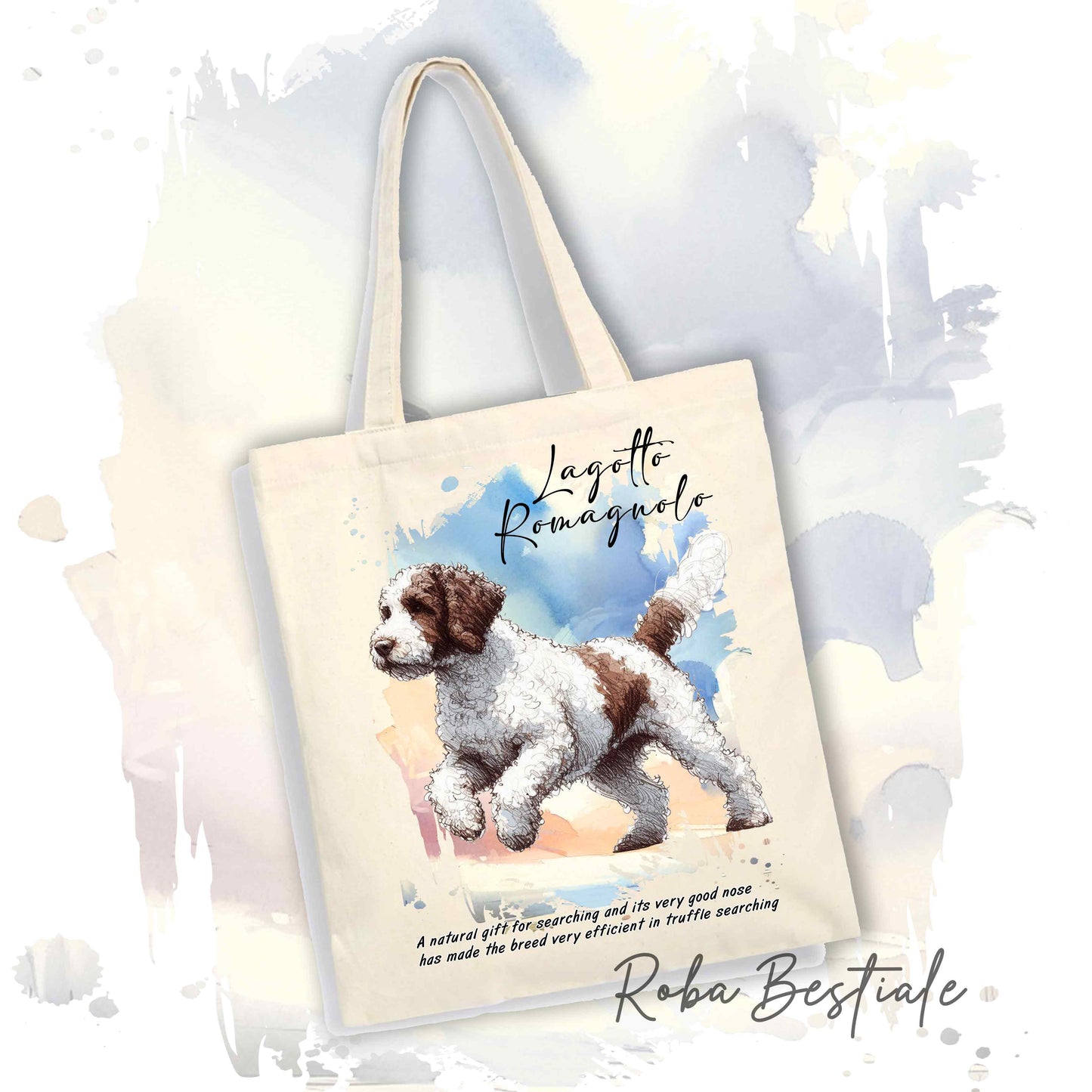 Shopper BEHAVIOR - LAGOTTO ROMAGNOLO Bianco e Marrone - Standard FCI - Diversi colori disponibili, 100% Cotone