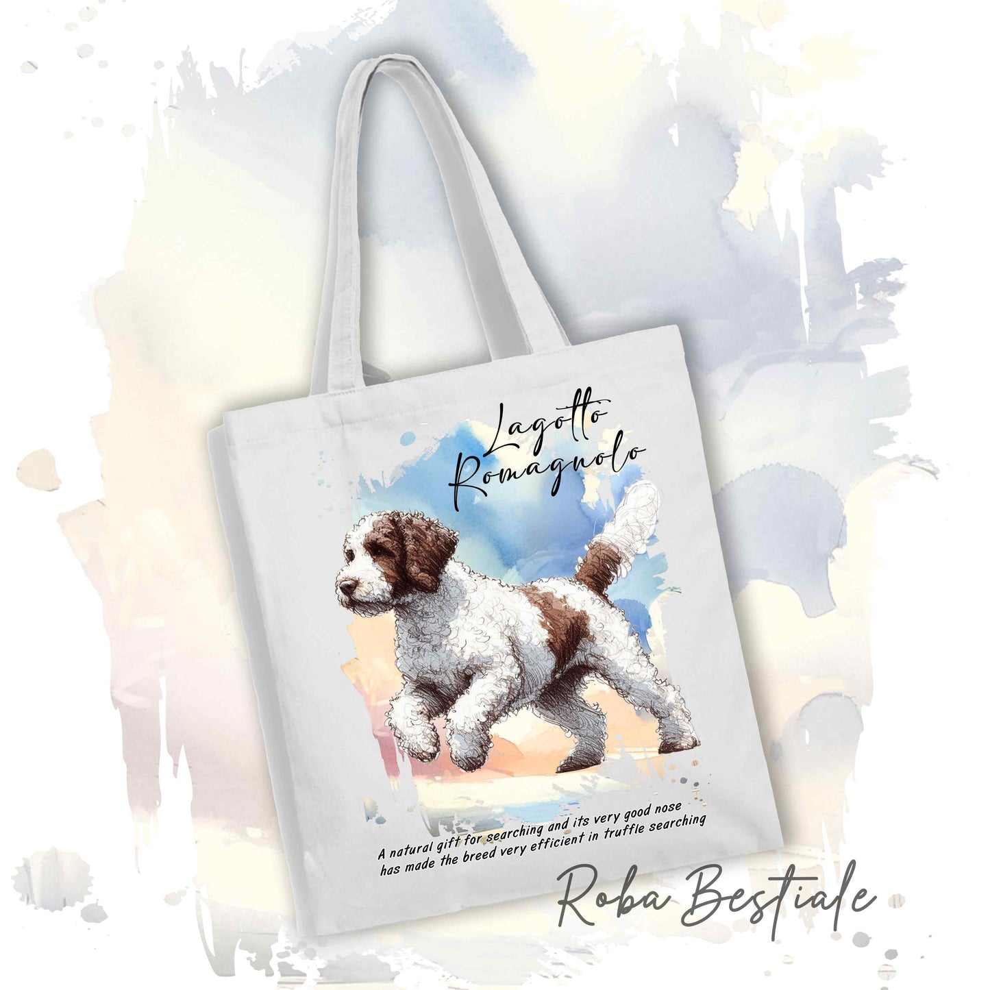 Shopper BEHAVIOR - LAGOTTO ROMAGNOLO Bianco e Marrone - Standard FCI - Diversi colori disponibili, 100% Cotone