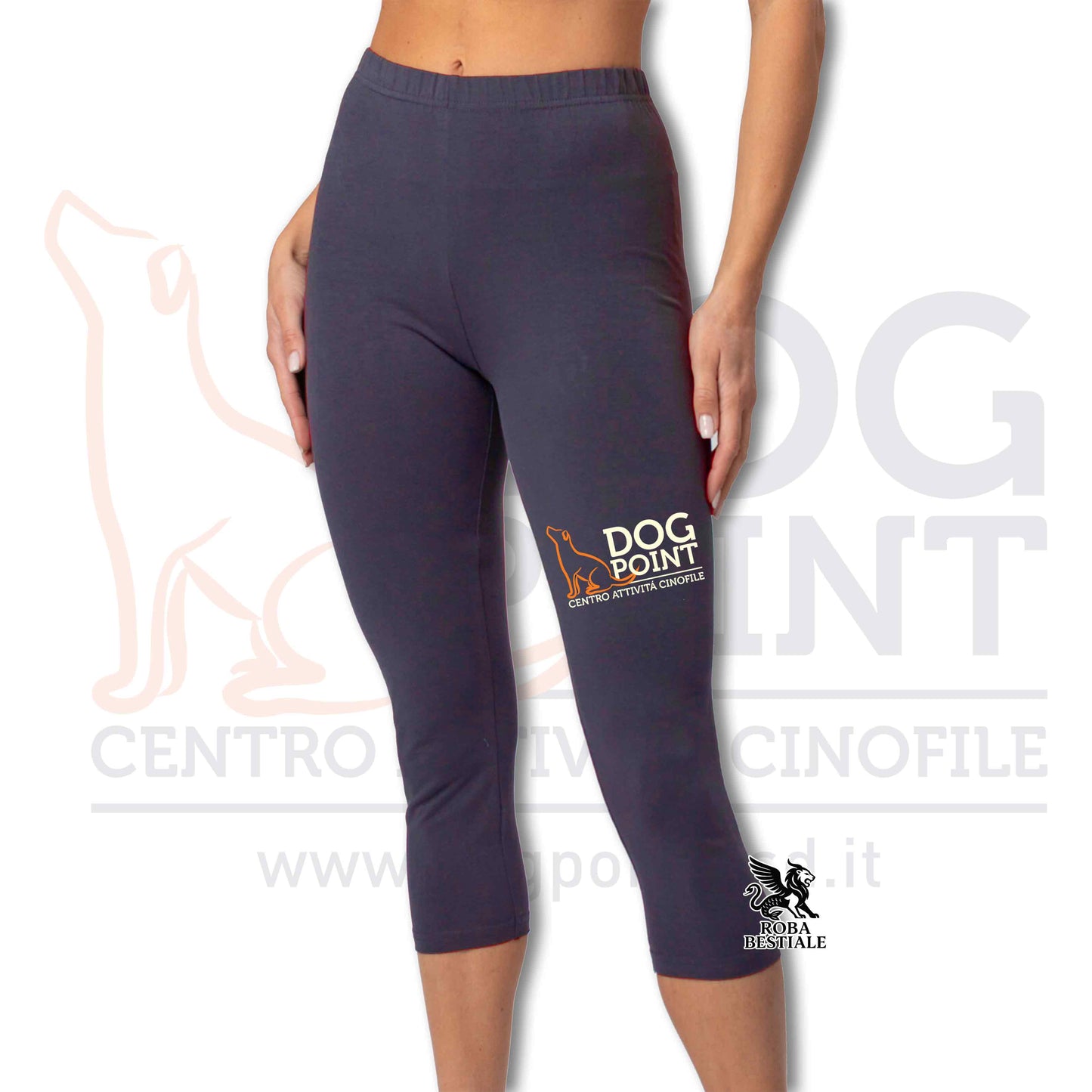 Leggins DOG POINT - Blue Navy, Da Donna, in Cotone ed Elastane - Gamba a 3/4 - Dalla XS alla XL