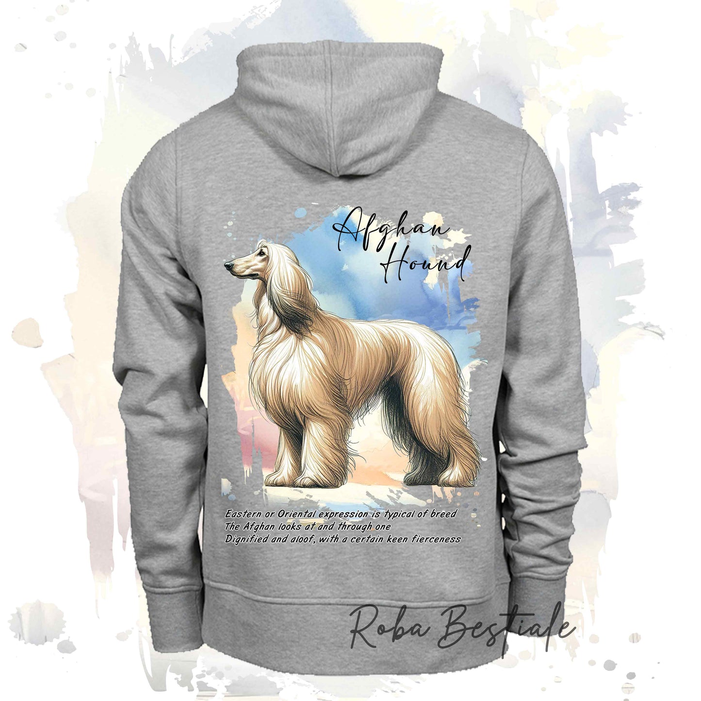 Felpa BEHAVIOR - LEVRIERO AFGANO Crema - Standard FCI - Unisex - Grigia - dalla XS alla 3XL