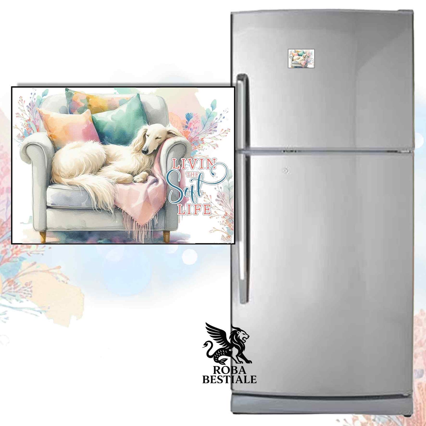 Calamita SOFT LIFE - LEVRIERO AFGANO Crema - in MDF - 7x5 cm