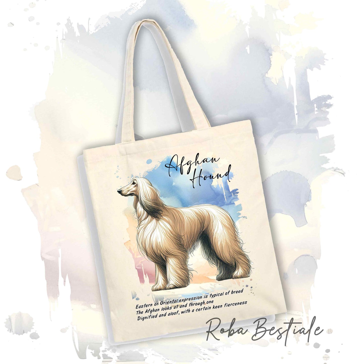 Shopper BEHAVIOR - LEVRIERO AFGANO Crema - Standard FCI - Diversi colori disponibili, 100% Cotone