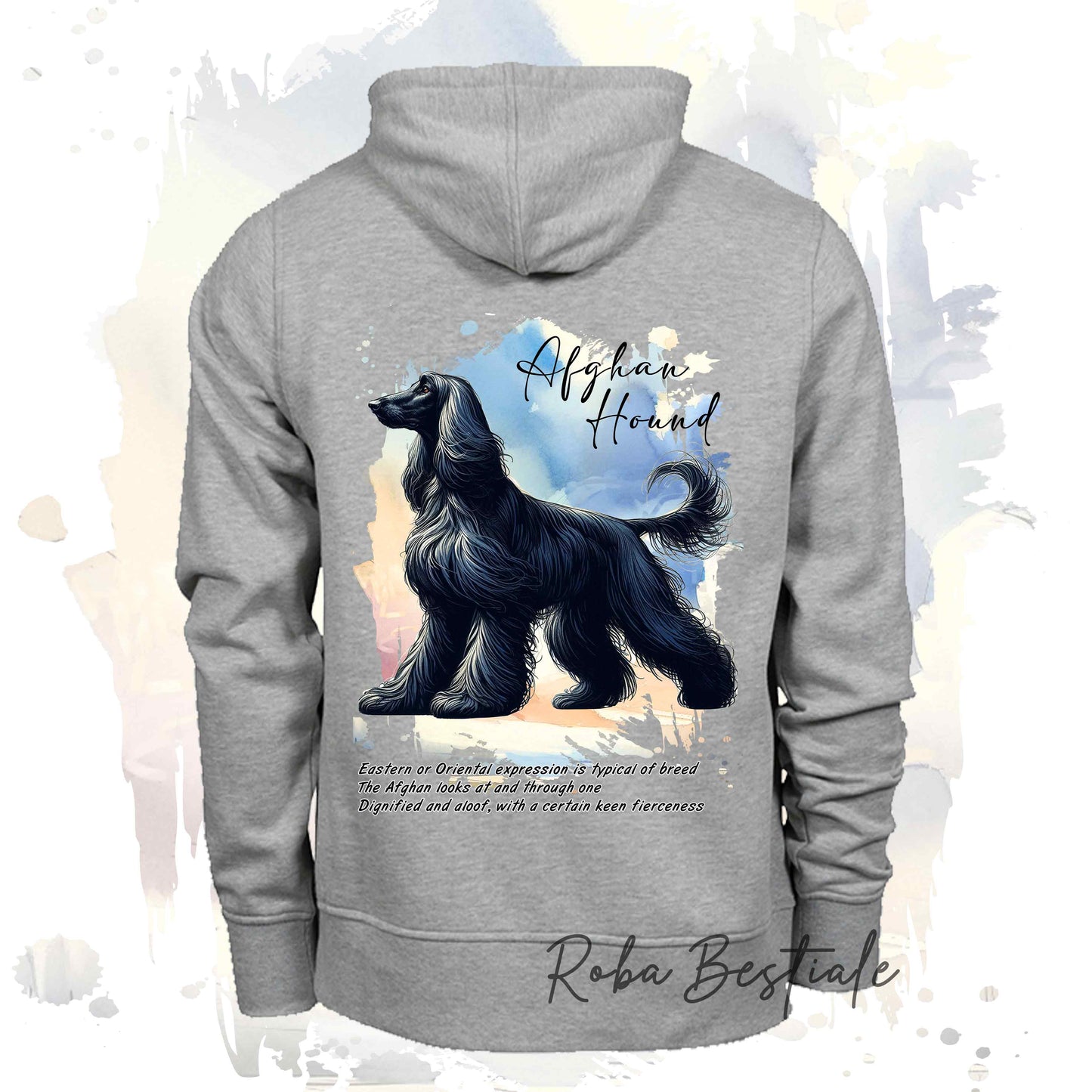 Felpa BEHAVIOR - LEVRIERO AFGANO Nero - Standard FCI - Unisex - Grigia - dalla XS alla 3XL