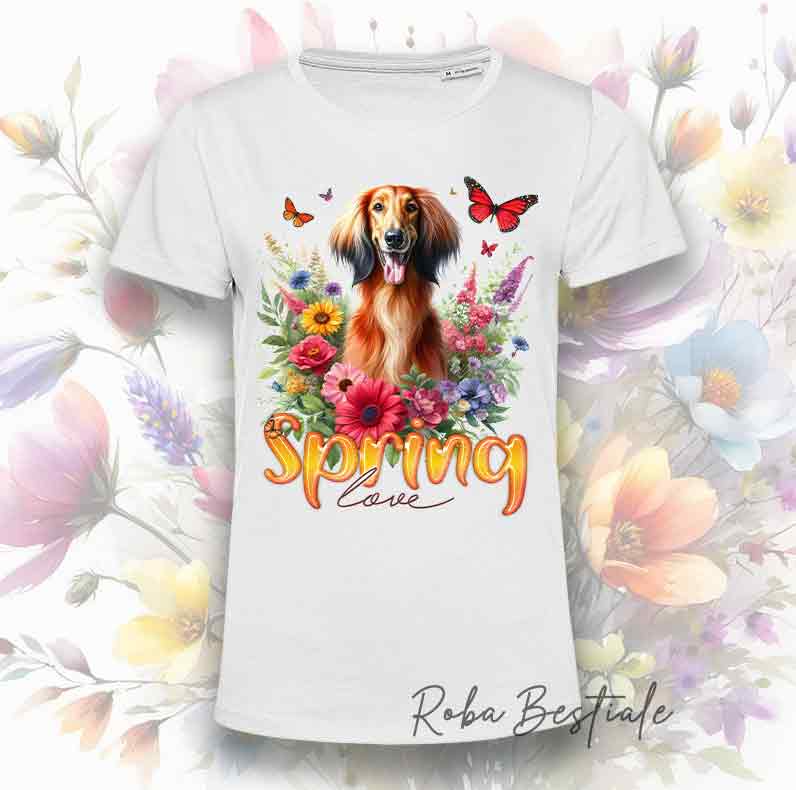 T-Shirt SPRING LOVE - LEVRIERO AFGANO - Rosso