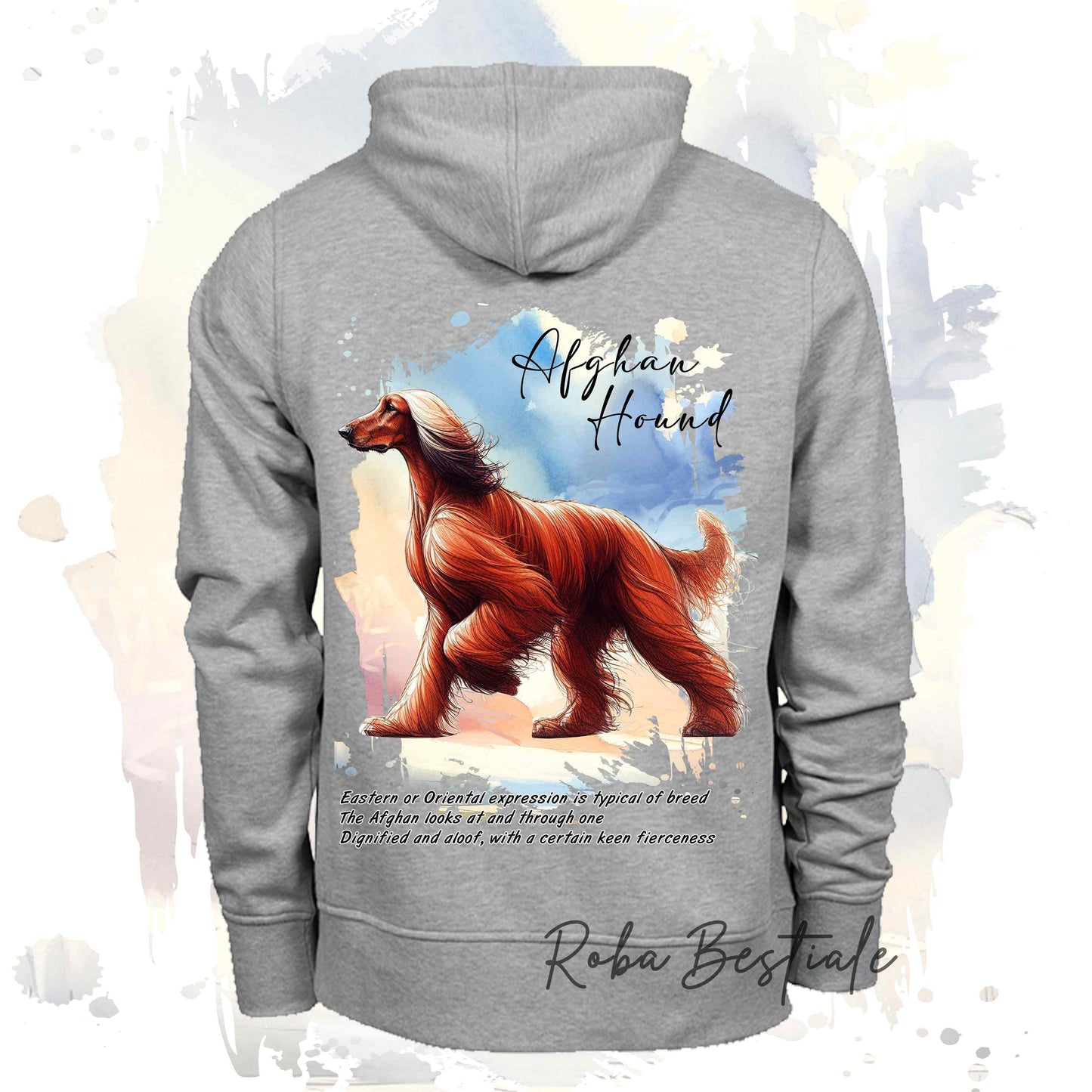 Felpa BEHAVIOR - LEVRIERO AFGANO Rosso - Standard FCI - Unisex - Grigia - dalla XS alla 3XL