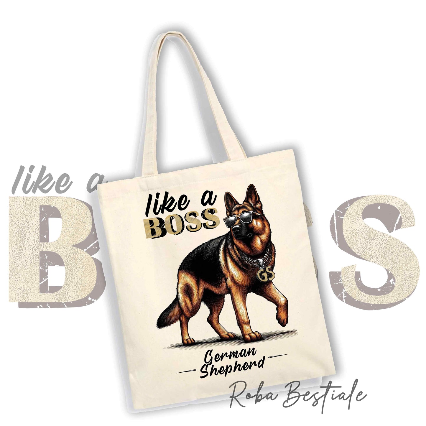 Shopper LIKE A BOSS - PASTORE TEDESCO - 100% Cotone - Manici lunghi - Disponibile in diversi colori