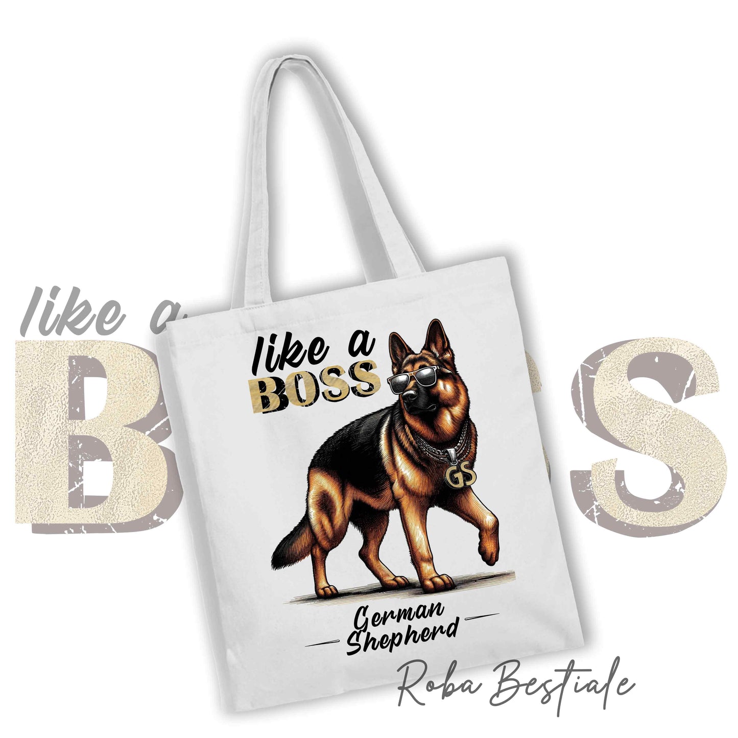 Shopper LIKE A BOSS - PASTORE TEDESCO - 100% Cotone - Manici lunghi - Disponibile in diversi colori