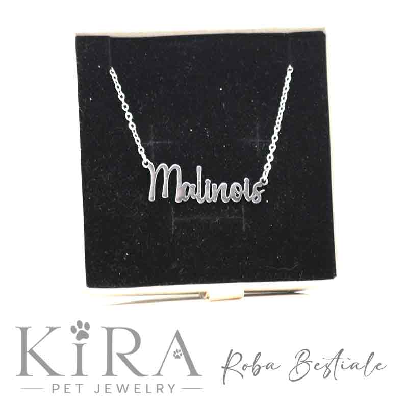 Collana KIRA PET JEWERLY - MALINOIS - In Acciaio Inox con catenella a maglia fine
