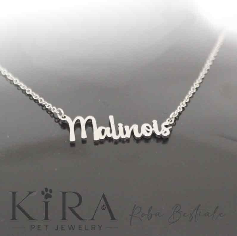 Collana KIRA PET JEWERLY - MALINOIS - In Acciaio Inox con catenella a maglia fine