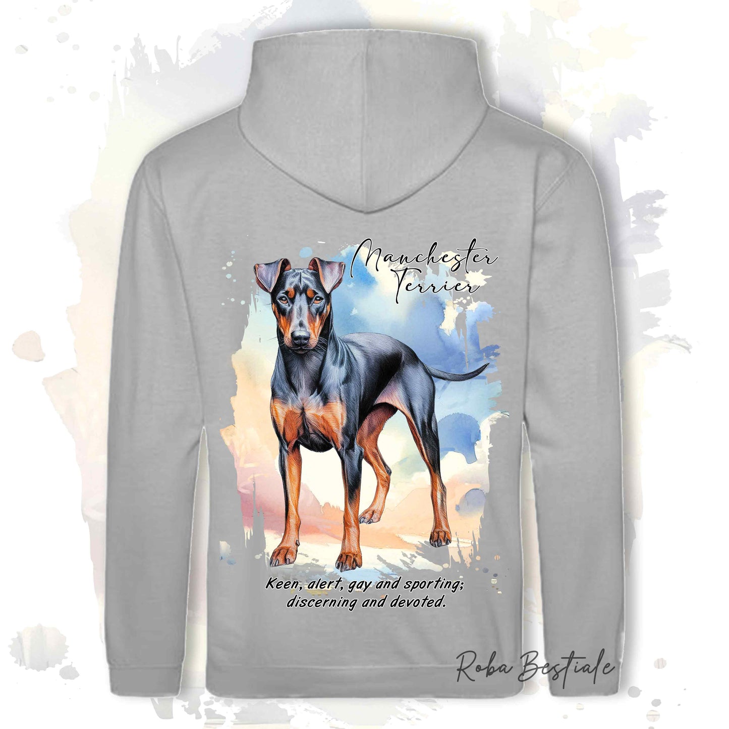 Felpa BEHAVIOR - MANCHESTER TERRIER - Cappuccio e Tasconi, Unisex, in tanti colori - dalla XS alla 5XL