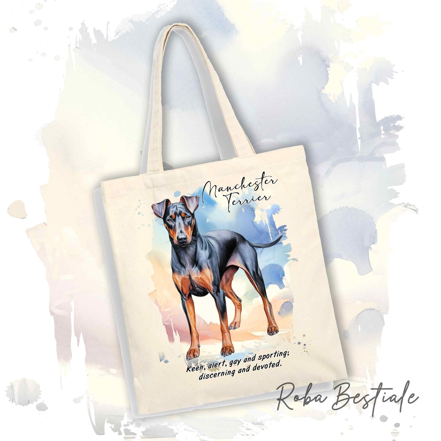 Shopper BEHAVIOR - MANCHESTER TERRIER - Diversi colori disponibili, 100% Cotone