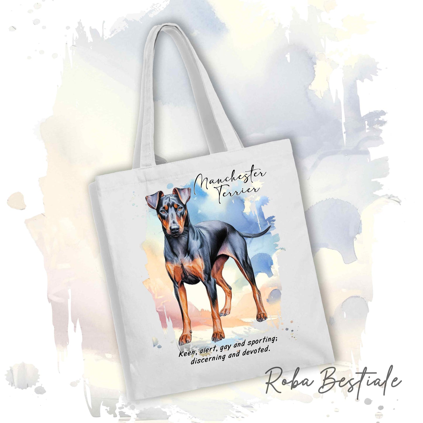 Shopper BEHAVIOR - MANCHESTER TERRIER - Diversi colori disponibili, 100% Cotone