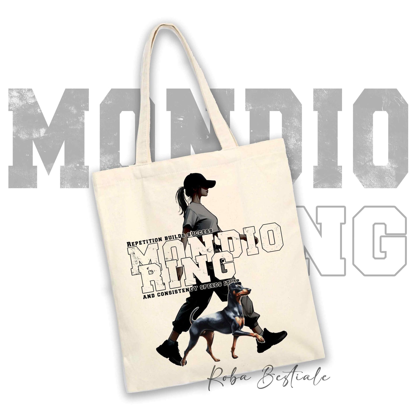 Shopper MONDIORING5 - MANCHESTER TERRIER + DONNA - Diversi colori disponibili, 100% Cotone