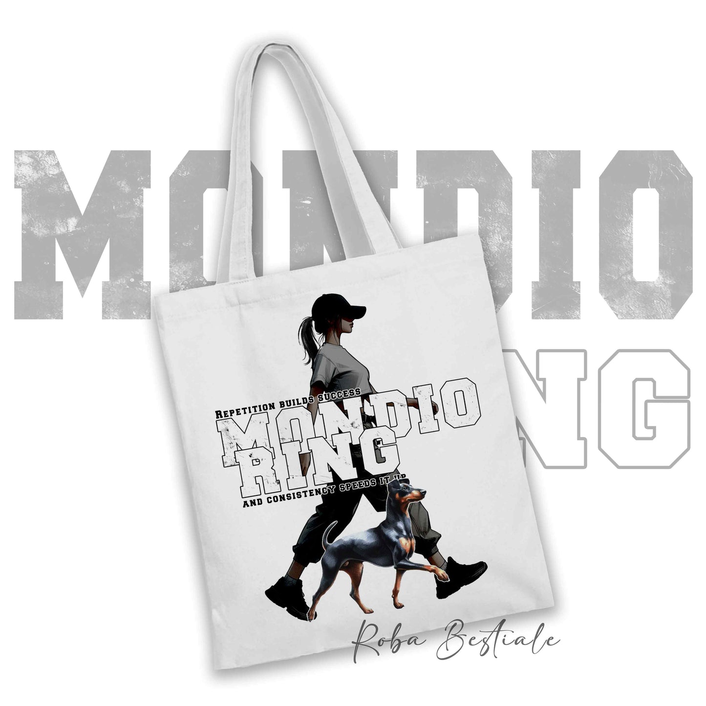 Shopper MONDIORING5 - MANCHESTER TERRIER + DONNA - Diversi colori disponibili, 100% Cotone